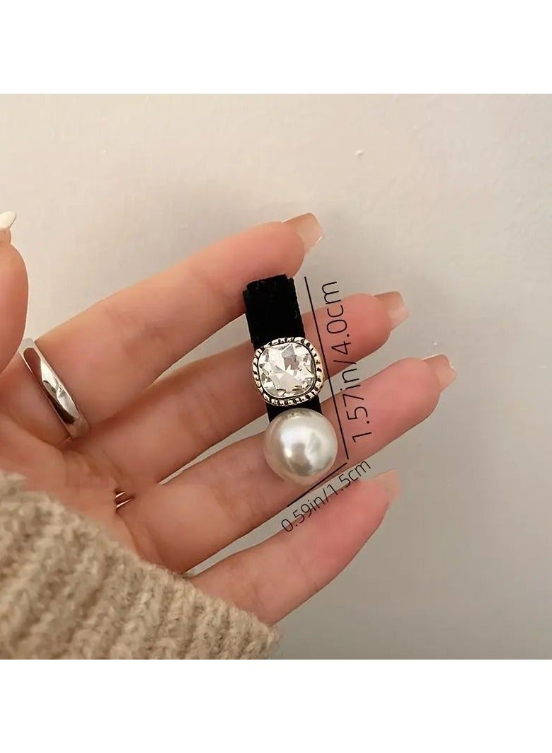 Goolsky Elegant Alloy Geometric Hair Clip Set with Synthetic Crystal Embellishment - Fashion Non-Woven Fabric Hair Accessories for Women, Versatile Duckbill Side Clip for Stylish Hair Management (Black) - Image 4