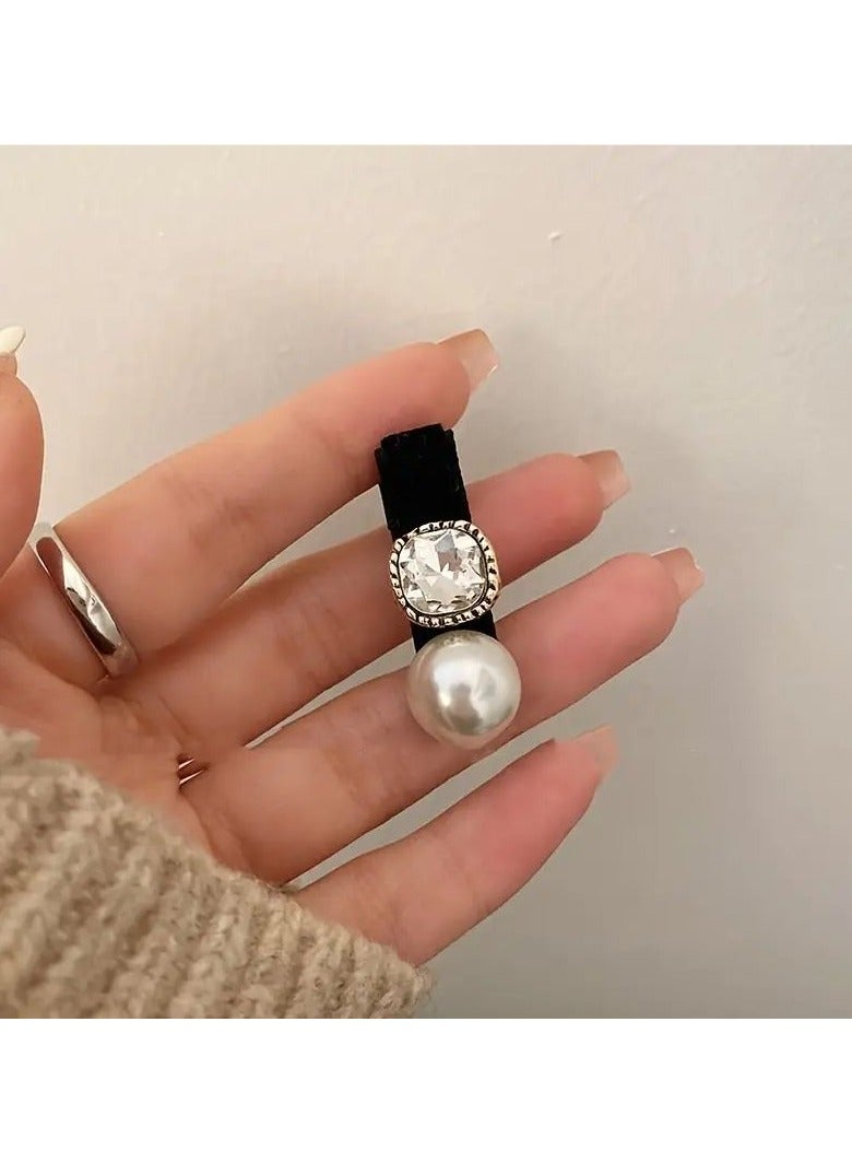 Goolsky Elegant Alloy Geometric Hair Clip Set with Synthetic Crystal Embellishment - Fashion Non-Woven Fabric Hair Accessories for Women, Versatile Duckbill Side Clip for Stylish Hair Management (Black) - Image 5