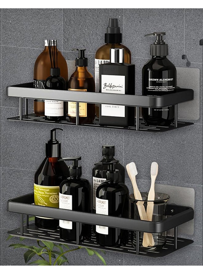 2 Pack Shower Caddy Shelf, Adhesive Bathroom Shower Rack, No Drilling Wall Mounted Shower Organizer, Rustproof Bath Storage Basket for Bathroom, Toilet, Kitchen - Waterproof and Easy Mount  - Image 1