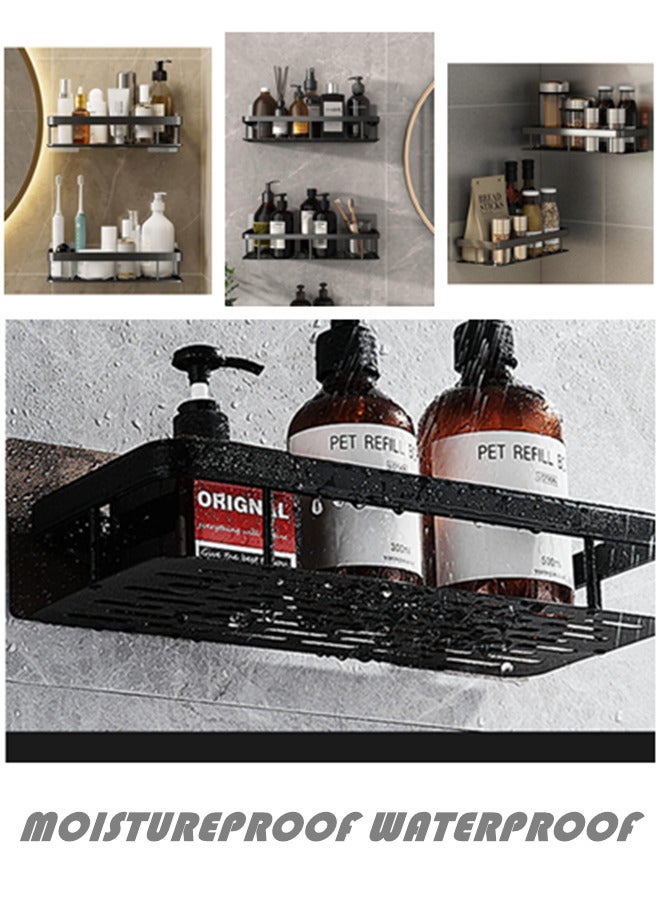 2 Pack Shower Caddy Shelf, Adhesive Bathroom Shower Rack, No Drilling Wall Mounted Shower Organizer, Rustproof Bath Storage Basket for Bathroom, Toilet, Kitchen - Waterproof and Easy Mount  - Image 2