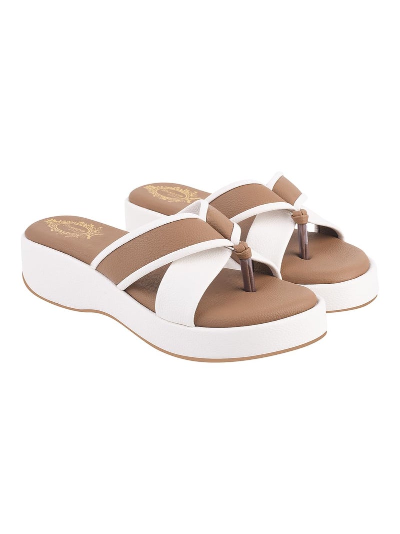 Shoetopia Cross Strap Beige Wedges For Women & Girls /EU36 - Image 5
