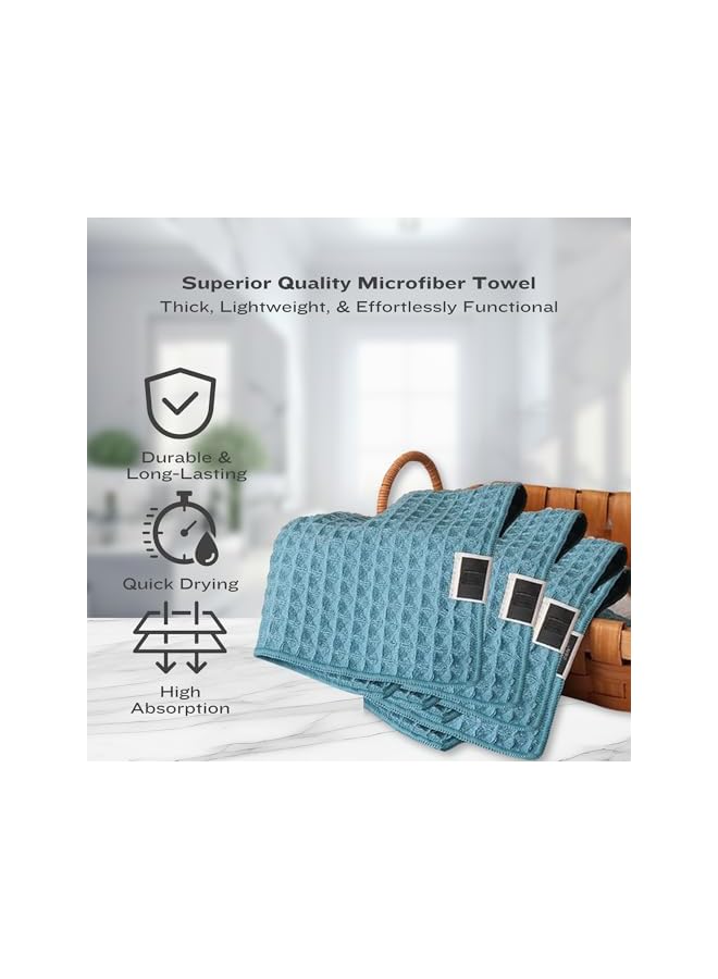promass Waffle Microfiber Towel Set - 4pcs, 30x30cm Non-Linting, Skin-Friendly Towels, Absorbent Kitchen Towel, Microfiber Cleaning Cloths for Home, Soft & Durable Polyester, Perfect for Drying & Cleaning - Image 2