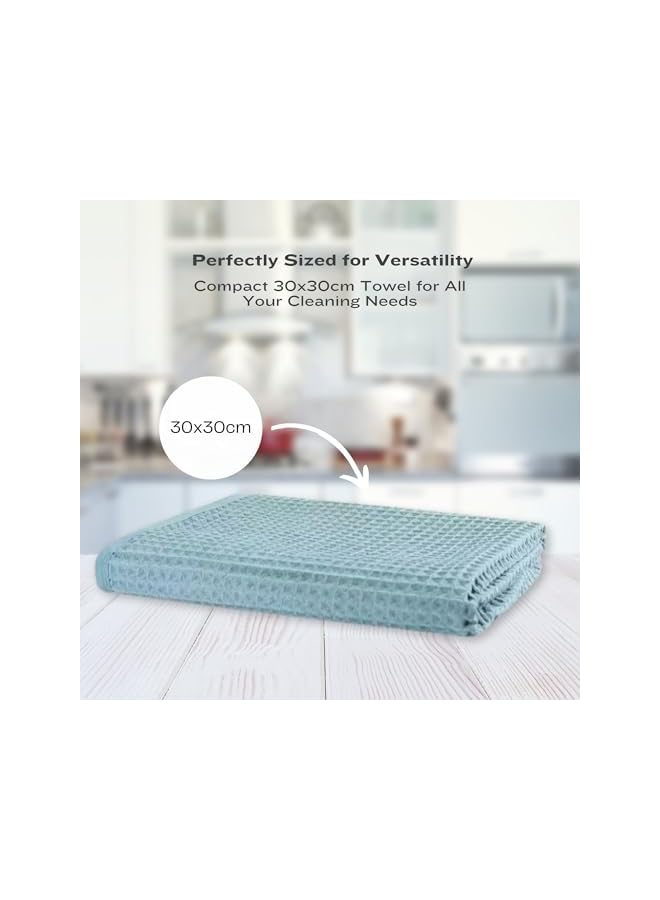 promass Waffle Microfiber Towel Set - 4pcs, 30x30cm Non-Linting, Skin-Friendly Towels, Absorbent Kitchen Towel, Microfiber Cleaning Cloths for Home, Soft & Durable Polyester, Perfect for Drying & Cleaning - Image 5