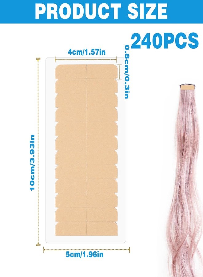 CANIPHA 240Pcs Adhesive Replacement Tape for Hair Extensions, Human Hair Tape Tabs Tape in Extension Replacement Tape Wig Tape, Double Sided Hair Tape Human Hair Extension Tape, Wig Tape Beauty Tools(khaki) - Image 2
