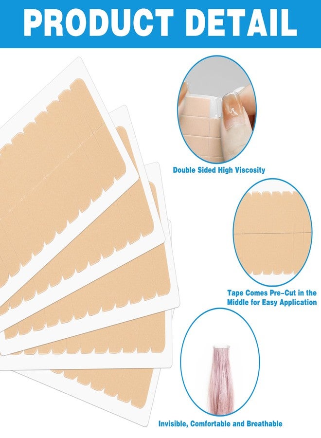 CANIPHA 240Pcs Adhesive Replacement Tape for Hair Extensions, Human Hair Tape Tabs Tape in Extension Replacement Tape Wig Tape, Double Sided Hair Tape Human Hair Extension Tape, Wig Tape Beauty Tools(khaki) - Image 4