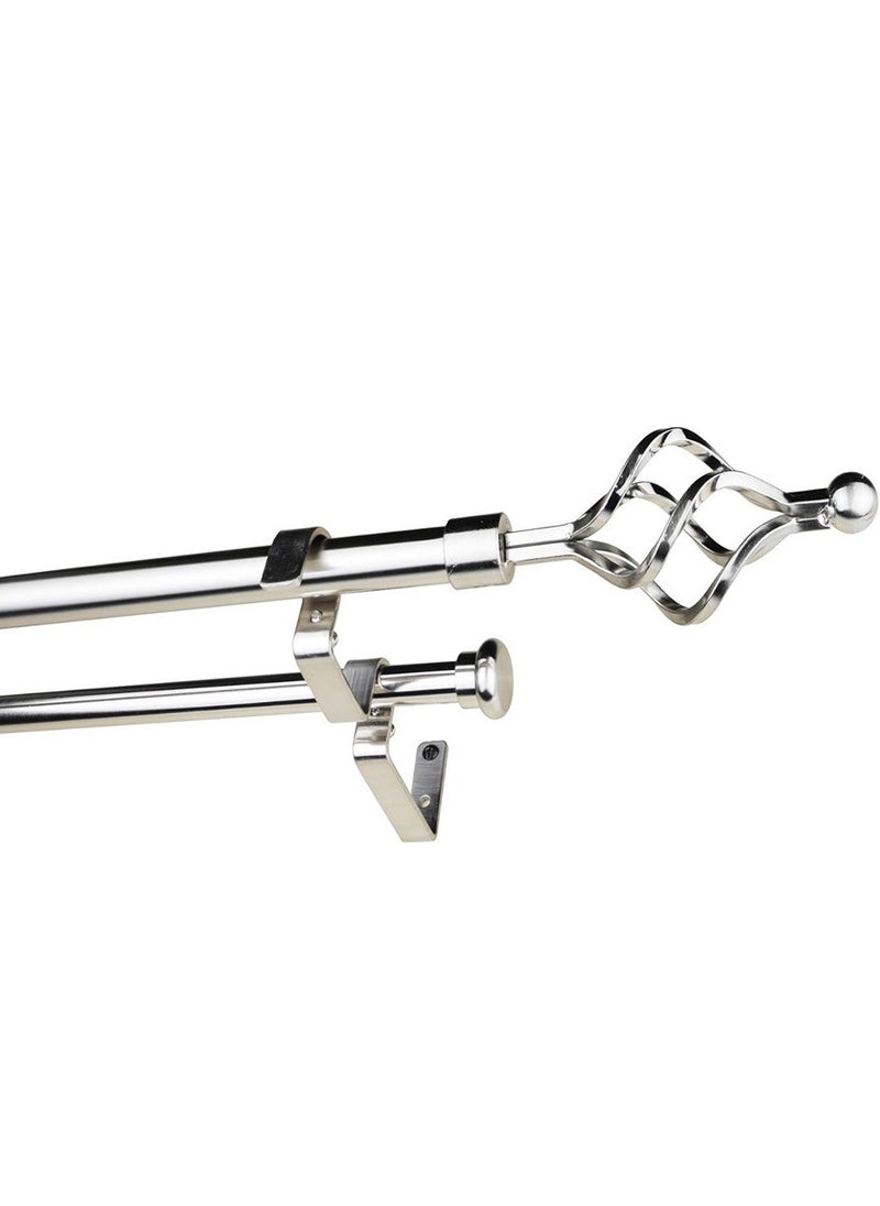 Adjustable Curtain Double Rod 2Meter Silver  - Image 1