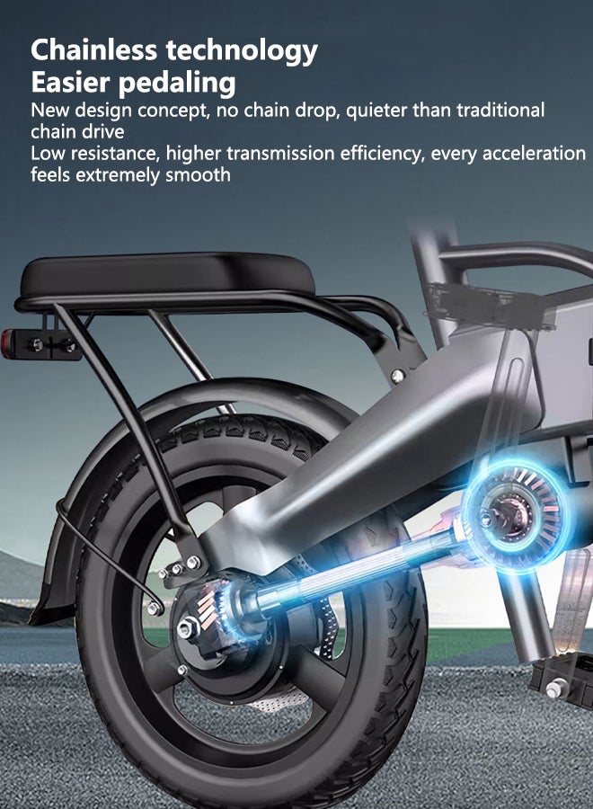 إي تي جي دراجة كهربائية قابلة للطي للبالغين - قدرة تحمل 64 كم، نظام قيادة بدون سلسلة - Image 4