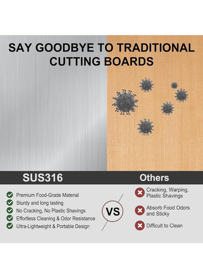 URbantin 316 Stainless Steel Cutting Board for Kitchen – Heavy-Duty Chopping Board for Meat, Cheese, Vegetables, and Fruits (39 x 28cm)  - Image 4