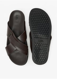 LBL by Shoexpress Textured Slip-On Cross Strap Arabic Sandals  - Image 5