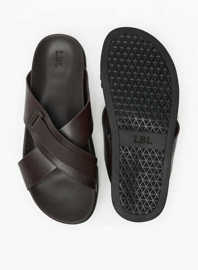 LBL by Shoexpress Textured Slip-On Cross Strap Arabic Sandals  - Image 5