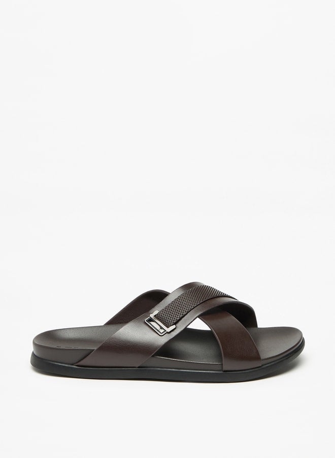 LBL by Shoexpress Textured Slip-On Cross Strap Arabic Sandals  - Image 3