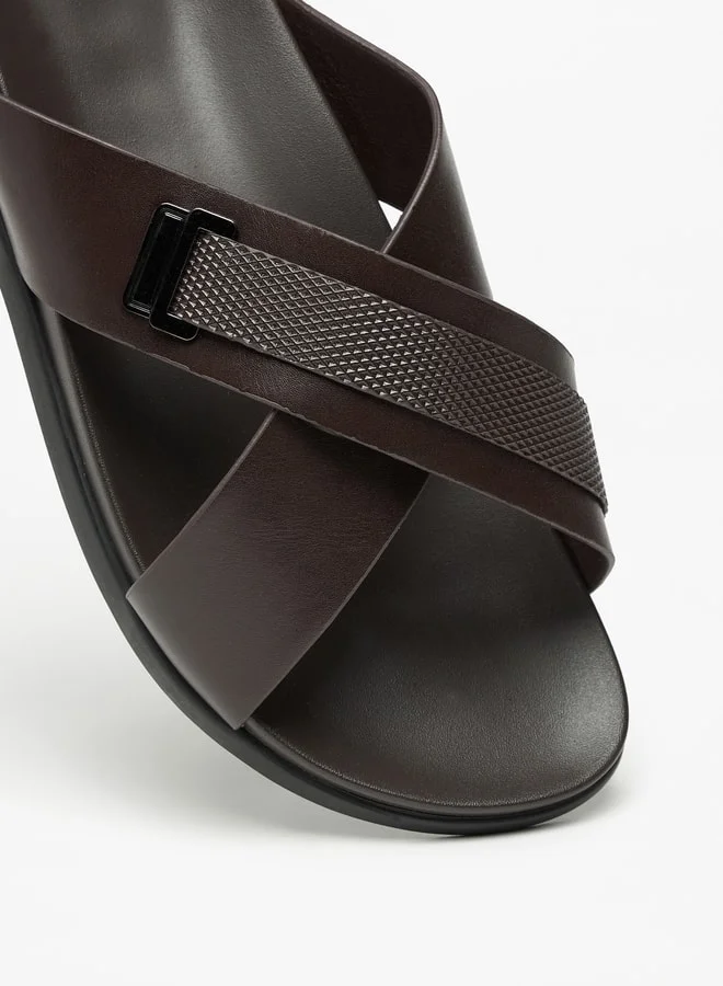 LBL by Shoexpress Textured Slip-On Cross Strap Arabic Sandals