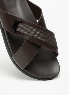 LBL by Shoexpress Textured Slip-On Cross Strap Arabic Sandals  - Image 4