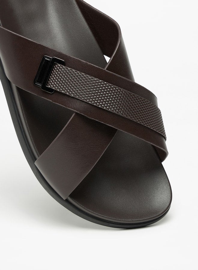 LBL by Shoexpress Textured Slip-On Cross Strap Arabic Sandals  - Image 4