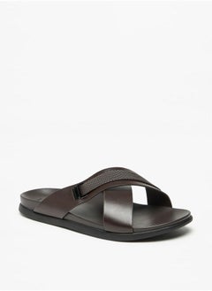 LBL by Shoexpress Textured Slip-On Cross Strap Arabic Sandals  - Image 1