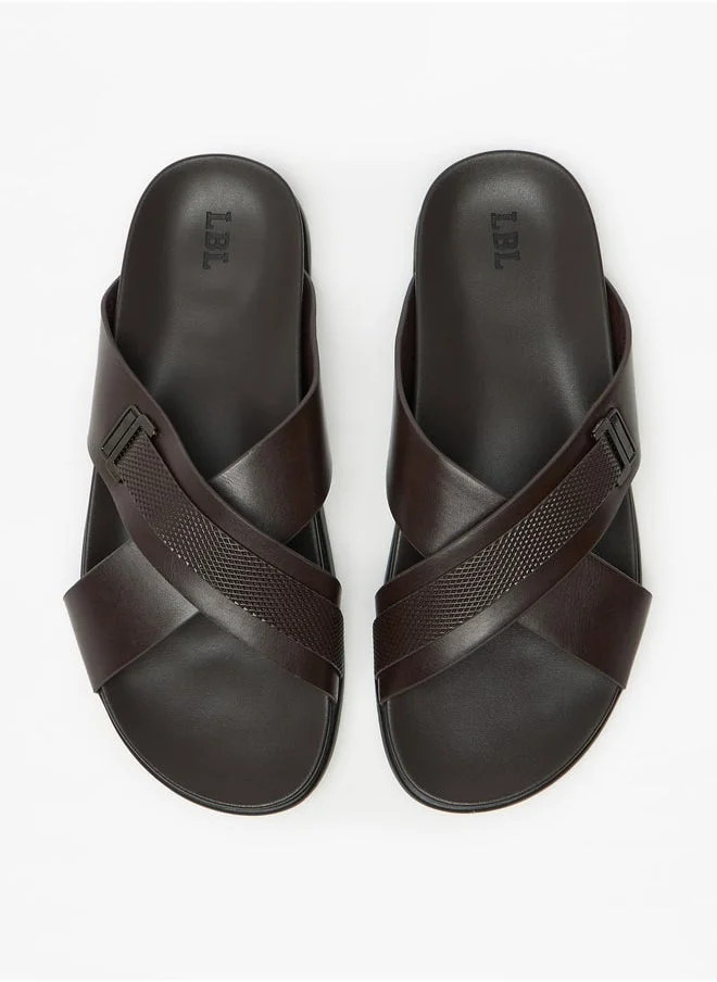 ال بي ال من شو اكسبرس Textured Slip-On Cross Strap Arabic Sandals