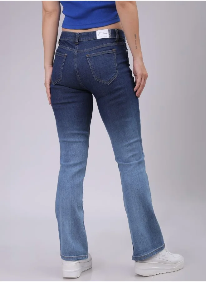 مرفوعة Women Bootcut Blue Jeans