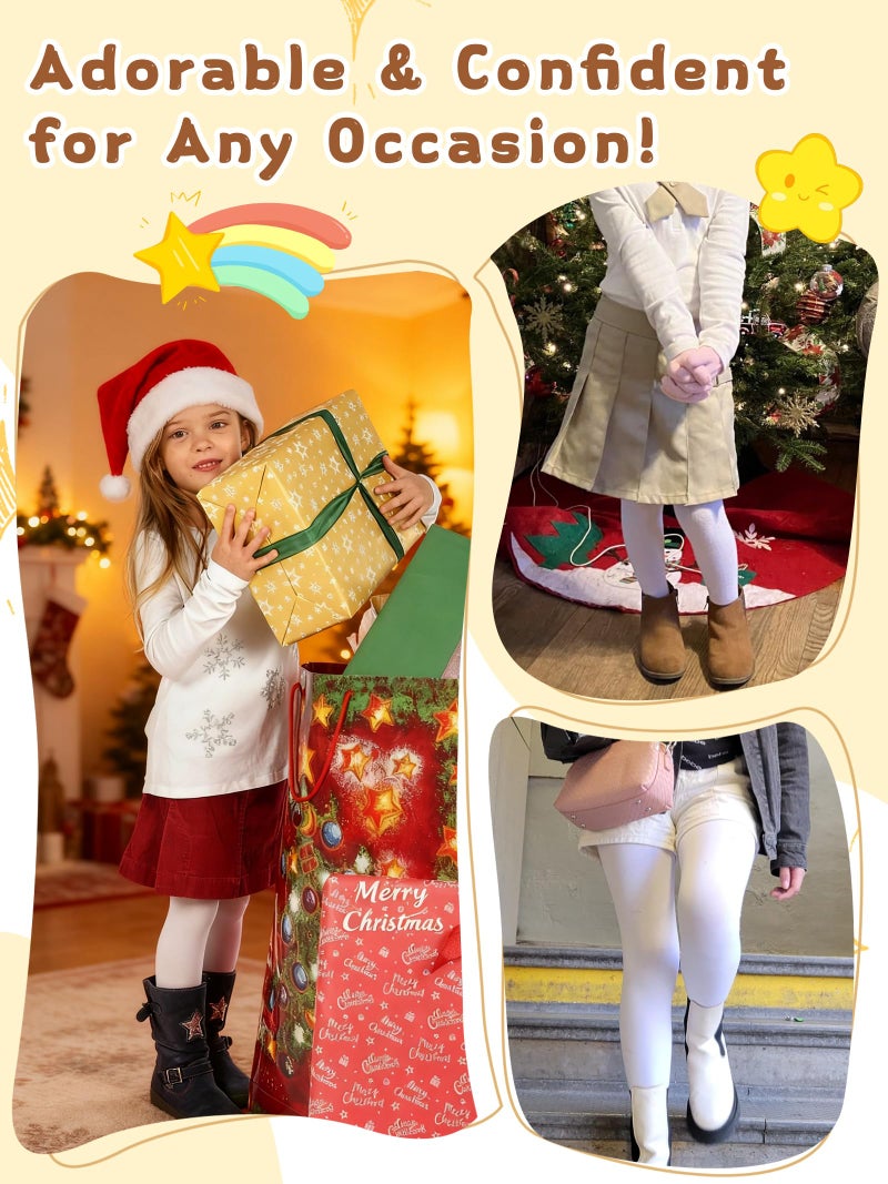 MERYLURE Fleece Lined Tights for Girls Winter Warm Kids Thermal Tights Toddler Ballet Dance Thick Leggings - Image 5