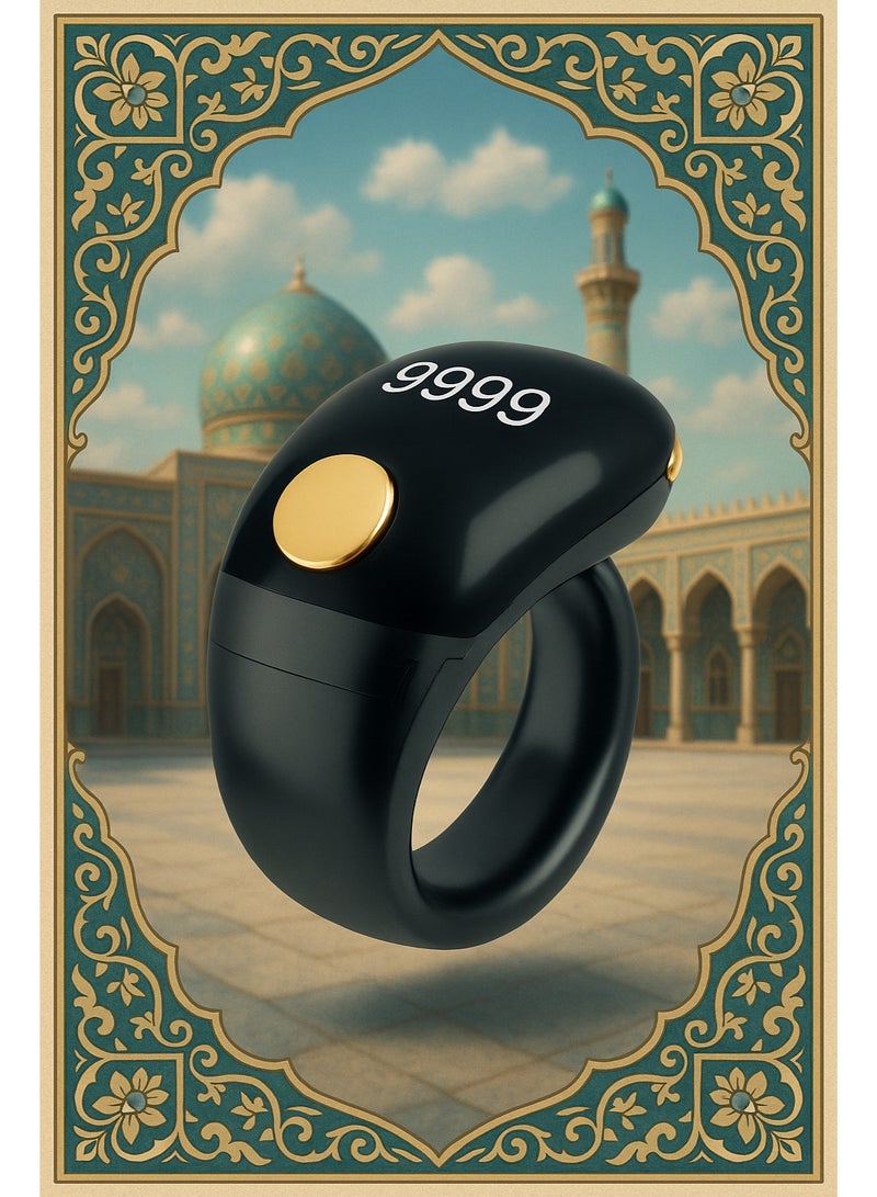Denx 5-in-1 Digital Ziker Counter, Tasbih Counter Smart Ring with OLED Display, Lightweight Digital Tasbeeh Counter, Prayer Ring, Electronic Rosary, Watch Ring with Time & Date, Type-C Charging, Adjustable Sizes – Ramadan & Eid Gift for Men & Women - Image 1