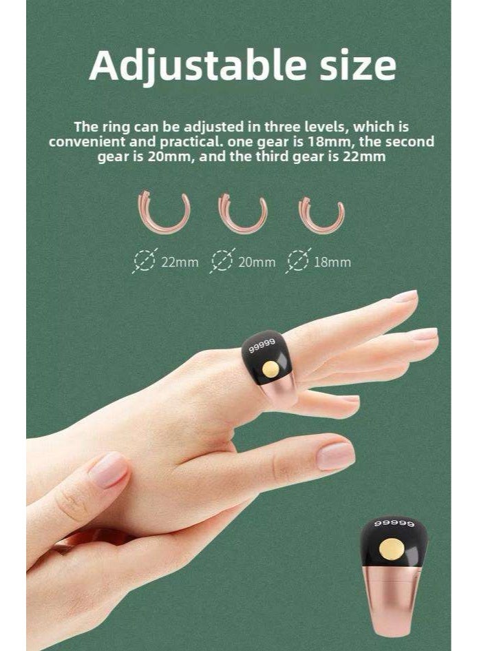 Denx 5-in-1 Digital Ziker Counter, Tasbih Counter Smart Ring with OLED Display, Lightweight Digital Tasbeeh Counter, Prayer Ring, Electronic Rosary, Watch Ring with Time & Date, Type-C Charging, Adjustable Sizes – Ramadan & Eid Gift for Men & Women - Image 5