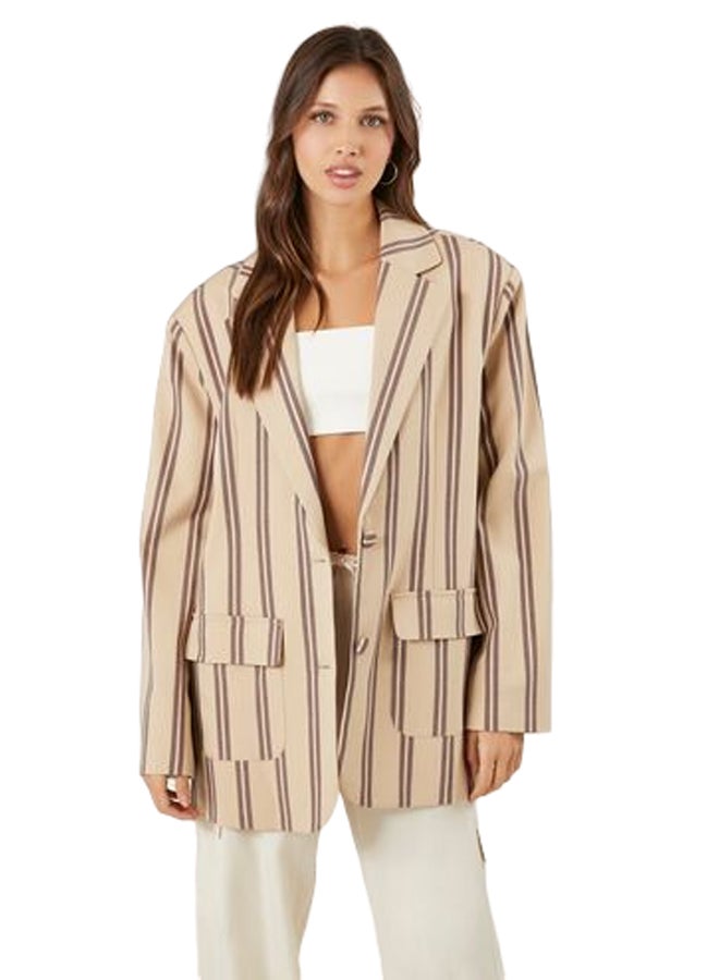 فور ايفر 21 Women Striped Single-Breasted Blazer - Image 1
