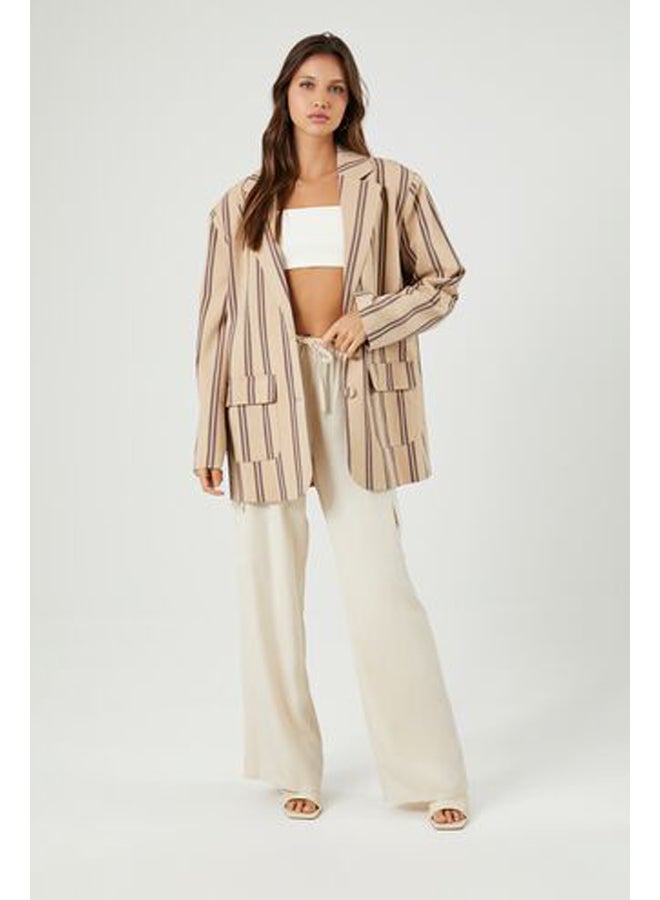 فور ايفر 21 Women Striped Single-Breasted Blazer - Image 4