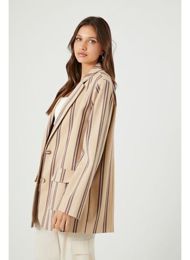 فور ايفر 21 Women Striped Single-Breasted Blazer - Image 2