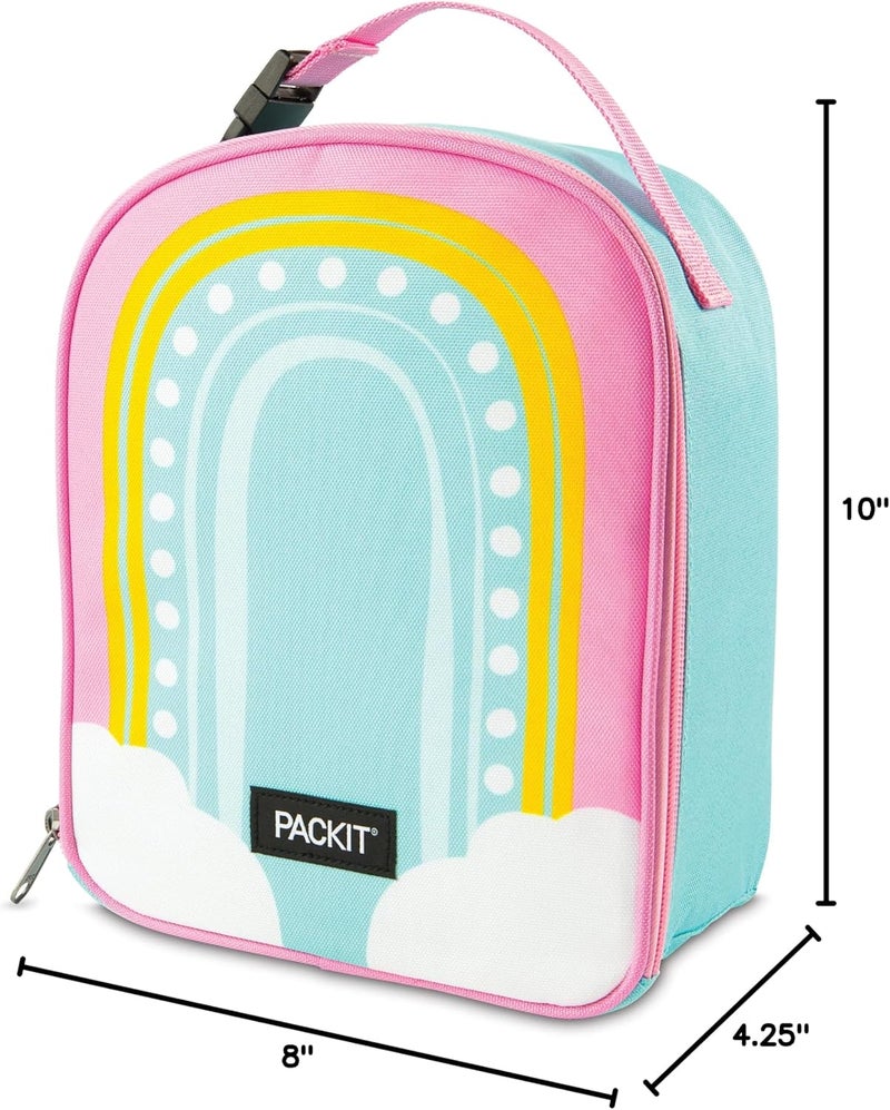 PACKIT صندوق غداء باكيت القابل للتجميد للعب قوس قزح مزود بتقنية إيكو فريز القابلة للطي قابلة لإعادة الاستخدام بسحاب مع مقبض بكلة مثالي للحفاظ على الغداء طازجًا كبير - Image 5
