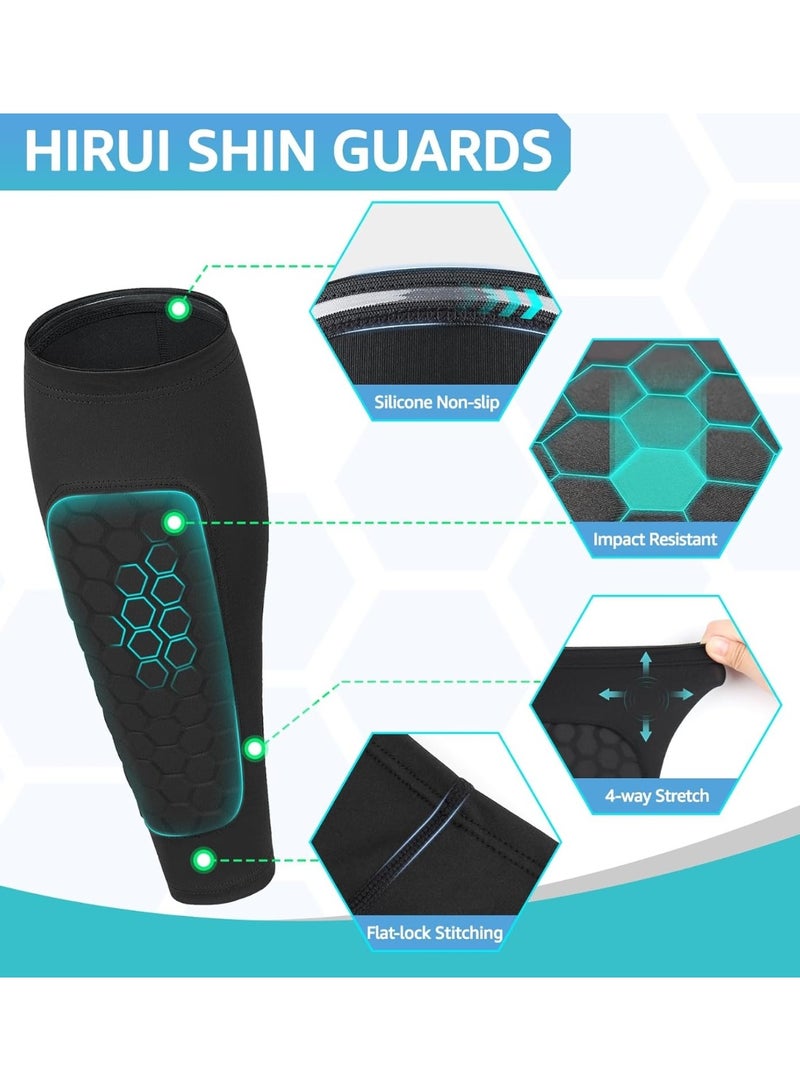 COYO Soccer Shin Guards Shin Pads for Kids Youth Adult, Calf Compression Sleeve with Honeycomb Pads, Support for Shin Splint Baseball Boxing Kickboxing, Lightweight(1PAIR) - Image 3