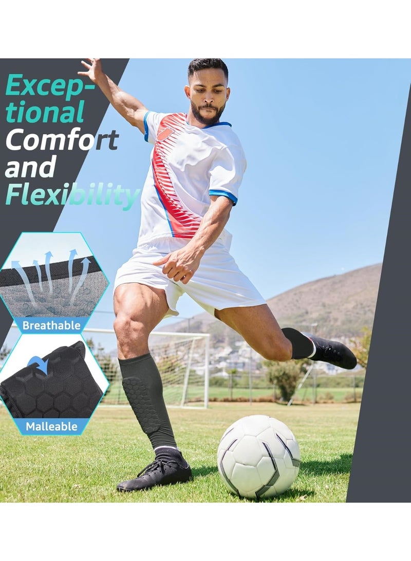 COYO Soccer Shin Guards Shin Pads for Kids Youth Adult, Calf Compression Sleeve with Honeycomb Pads, Support for Shin Splint Baseball Boxing Kickboxing, Lightweight(1PAIR) - Image 4