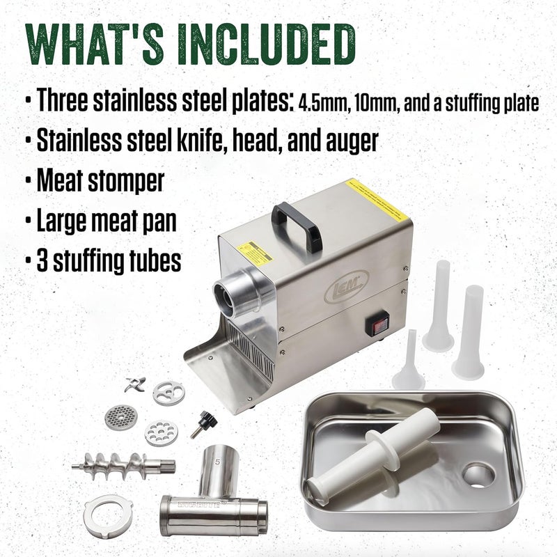 LEM LEM Products BigBite 8 Meat Grinder 050 HP Stainless Steel Electric Meat Grinder Machine Ideal for Regular Use  - Image 4