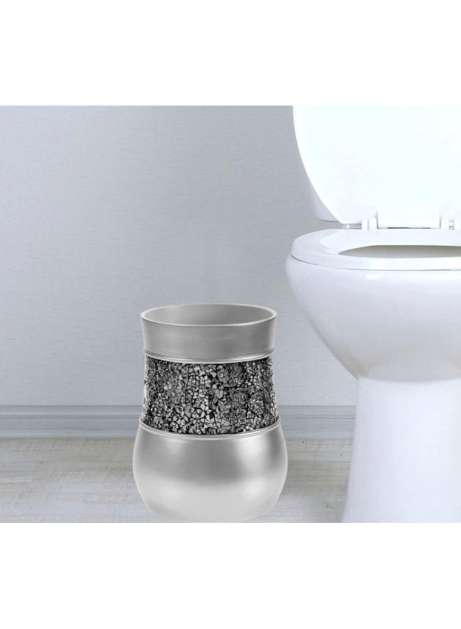 Creative Scents Crackled Glass Silver Small Bathroom Trash Can  Decorative Waste Basket for Powder Room or Bedroom  Durable Mini Wastebasket With Beautiful Crackled Glass - Image 4