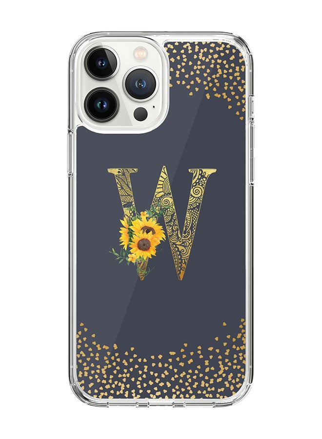 Stylizedd Classic Clear Case For iPhone 15 Pro Max, Hybrid Soft Case Thin Cover- Custom Monogram Initial Letter Mandala Floral Pattern Alphabet - W ( Grey) - Image 1