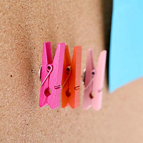 DOSEWART Push Pin Clips for Cork Board, 60 Pcs Colorful Push Pins with Wooden Clips Decorative Assorted Colors Thumbtack Pushpins Tacks for Bulletin Board Decorations, Artworks, Notes, Photos, Office and Home - Image 5