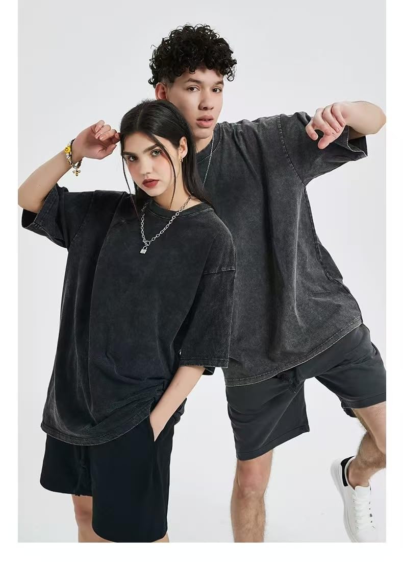 Yimoon 3 Pack Oversized Tshirts for Women Washed Vintage Baggy Boyfriend Tees Short Sleeve Unisex Cotton Tops(Blackgreyarmy-M) - Image 5
