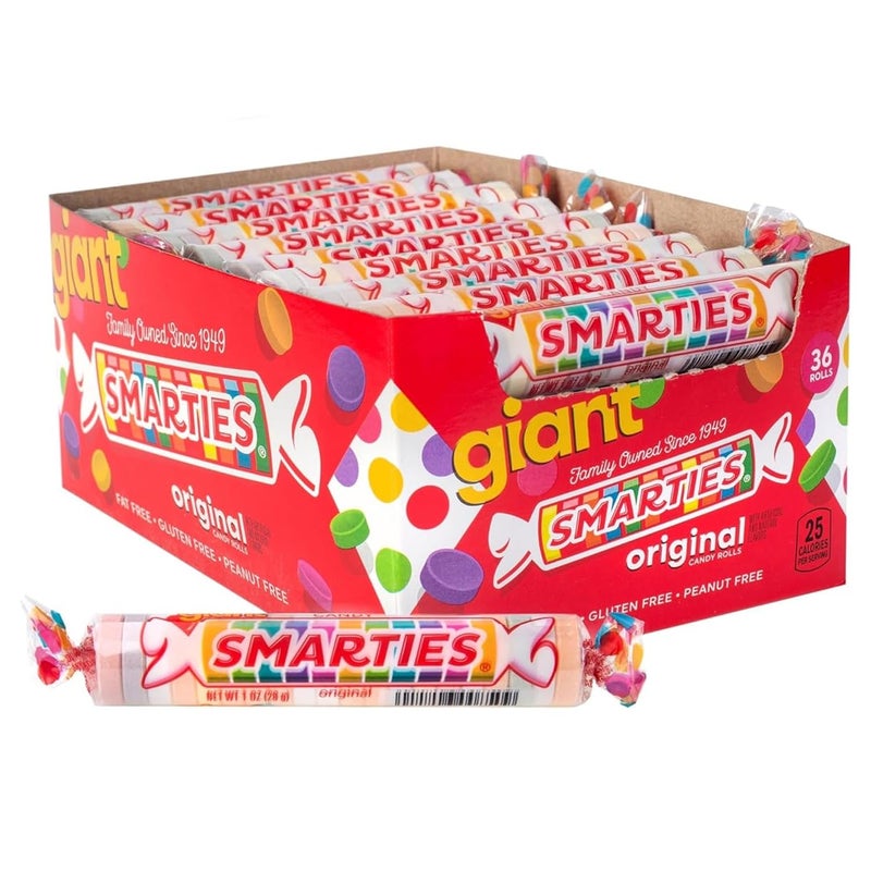 Smarties Candy Giant Rolls - Gluten & Vegan Free - Classic Sweetness From Family Owned Company Since 1949, Peanut & Dairy Free - Individually Wrapped Bulk Halloween Candy- 2.2 Pound (Pack of 1) - Image 1