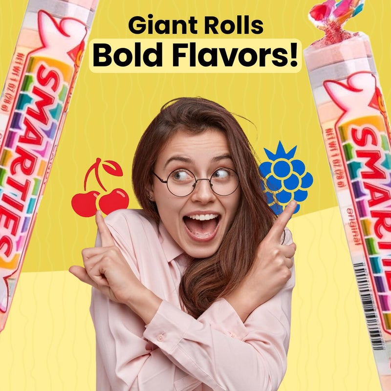 Smarties Candy Giant Rolls - Gluten & Vegan Free - Classic Sweetness From Family Owned Company Since 1949, Peanut & Dairy Free - Individually Wrapped Bulk Halloween Candy- 2.2 Pound (Pack of 1) - Image 4