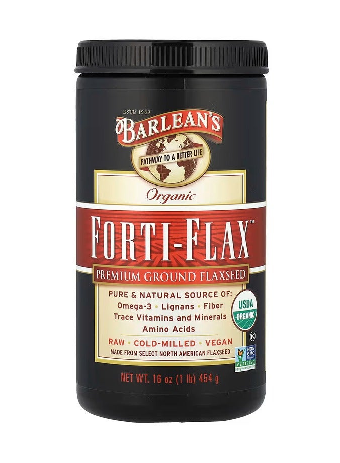 Barlean's, Forti-Flax العضوي، بذور الكتان المطحونة الممتازة، 16 أونصة (454 جم)