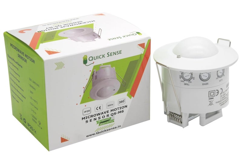 Quick Sense Microwave Sensor 110240V 58Ghz 10Lux2000Lux Adjustable Standard Size White - Image 1