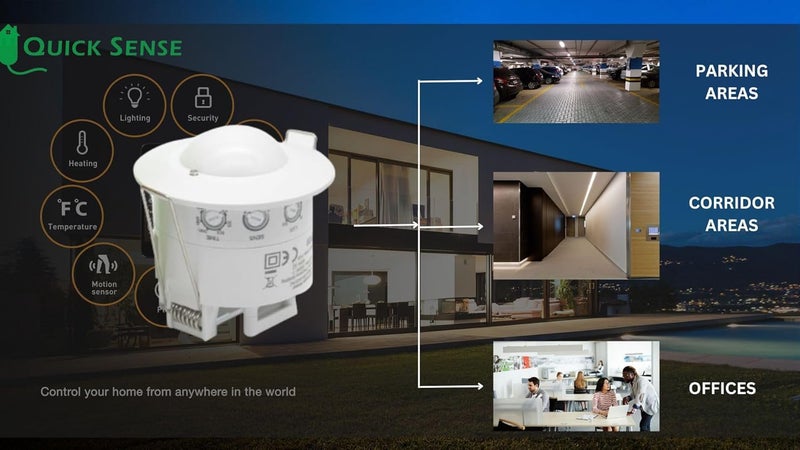 Quick Sense Microwave Sensor 110240V 58Ghz 10Lux2000Lux Adjustable Standard Size White - Image 4