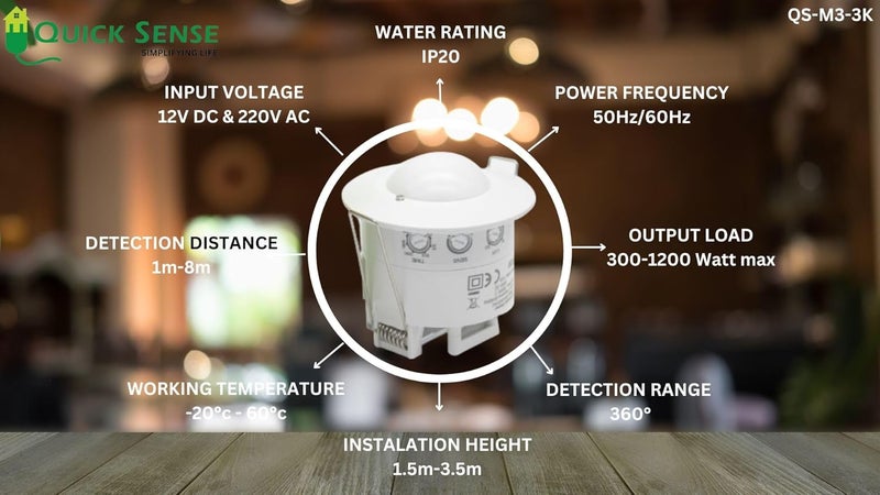 Quick Sense Microwave Sensor 110240V 58Ghz 10Lux2000Lux Adjustable Standard Size White - Image 5