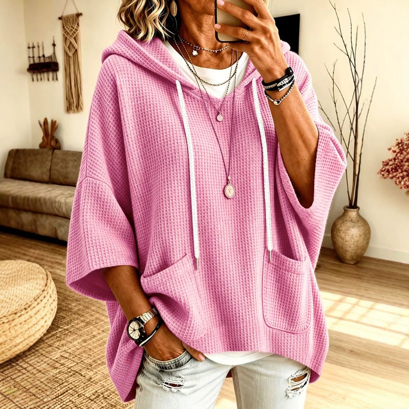 هودي نسائي محبوك بقصة فضفاضة مع جيوب - Image 3