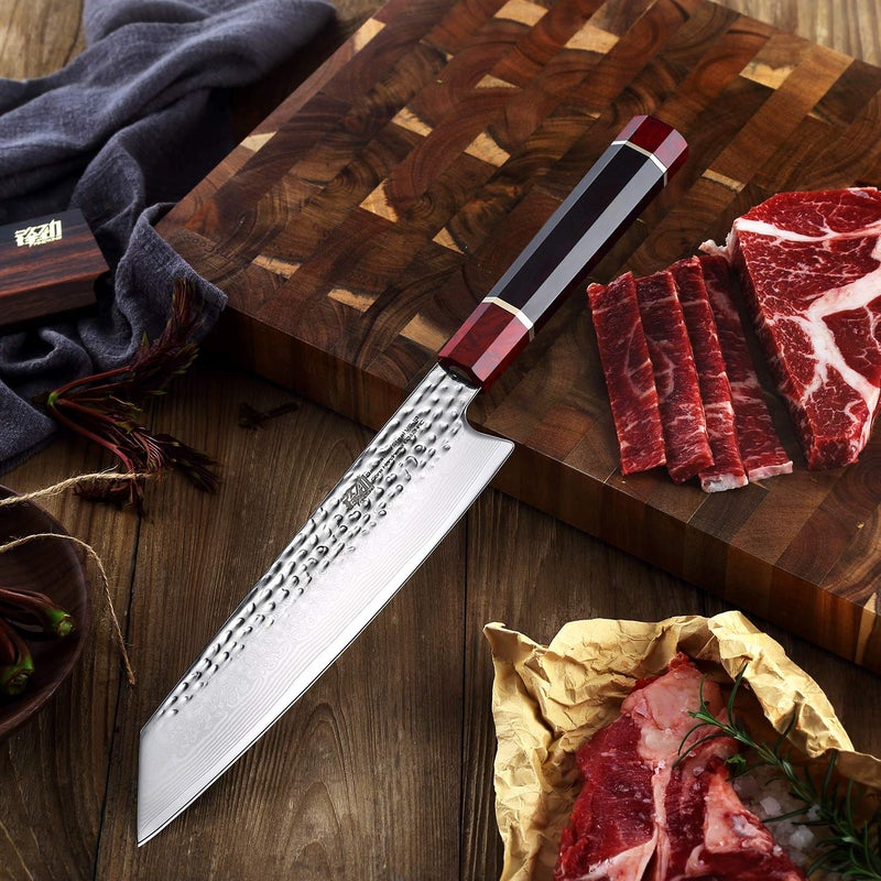 FINDKING Prestige Series Kiritsuke Knife with Walnut Cover, Japanese VG10 Damascus Steel Blade, Ebony Wood Octagonal Handle, Professional Sashimi Sushi Fish Knife (9 Inches, with Wooden Gift Box) - Image 3