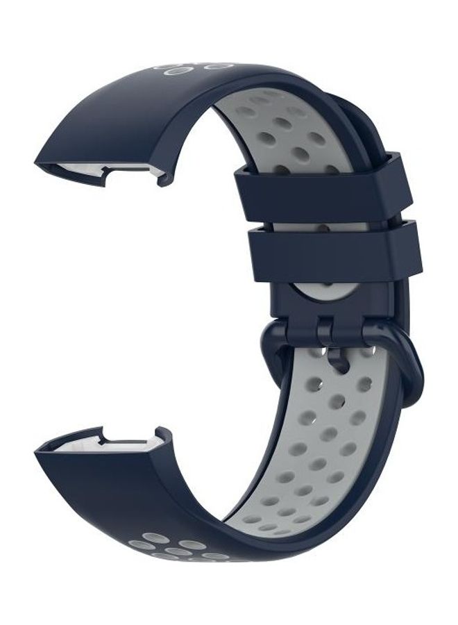 BGM Two Colours on Silicone Replacement Watchband Strap For Fitbit Charge 4/Charge 3/Charge 3 SE Midnight BlueGrey - Image 2