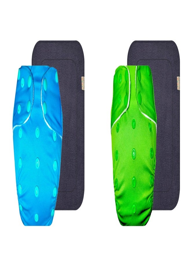 حفاضات قماشية فاخرة من دمبلدو مع حشوة رمادية (عبوة من قطعتين) | ملائمة تمامًا | وسادة ماصة بست طبقات | سهلة التنظيف | ضرورية للاستخدام اليومي | من 3 أشهر إلى 3 سنوات | للجنسين