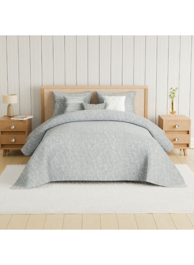 DANUBE HOME Oxford Reverie Super King Comforter Set 260x260cm Pearl Blue 7Pcs - Image 4
