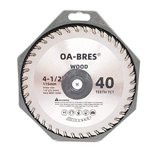 OA-BRES 3Pack 4-1/2-Inch 40T TCT Circular Saw Blade with 7/8-Inch Arbor, Carbide Tipped Teeth General Purpose Hard & Soft Wood Cutting Saw Blade for Angle Grinder - Image 4