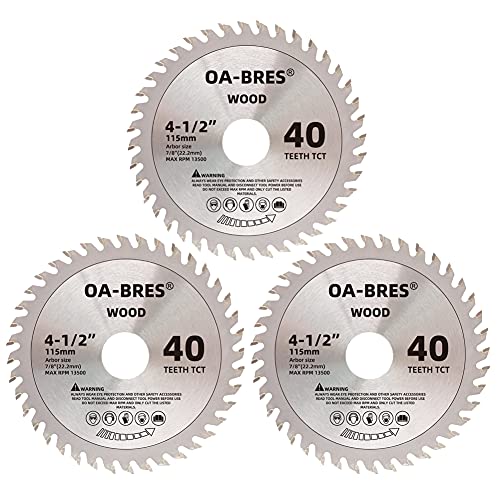 OA-BRES 3Pack 4-1/2-Inch 40T TCT Circular Saw Blade with 7/8-Inch Arbor, Carbide Tipped Teeth General Purpose Hard & Soft Wood Cutting Saw Blade for Angle Grinder - Image 5