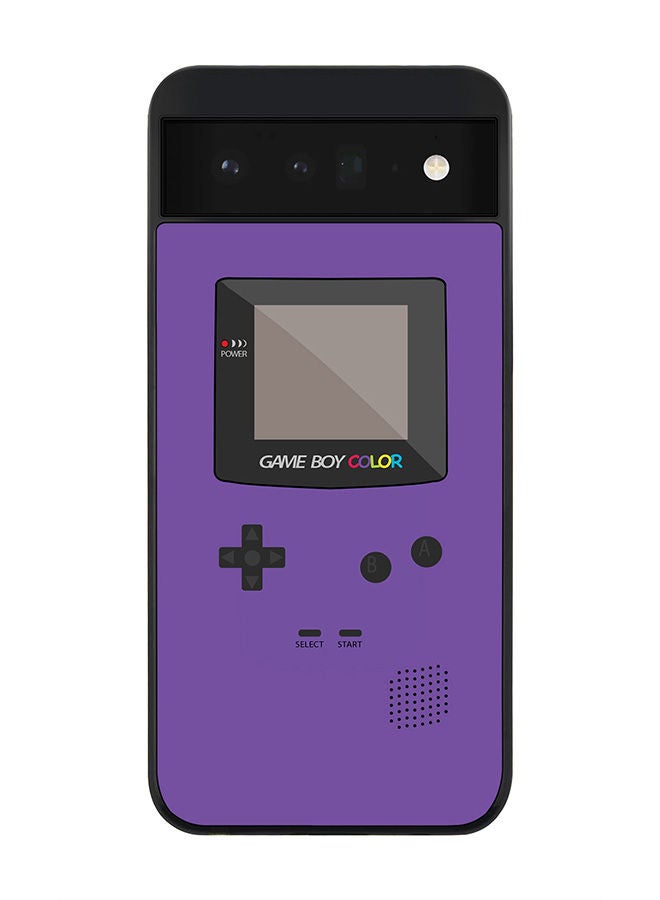 Stylizedd Rugged Black edge case for Google Pixel 6 5G Slim fit Soft Case Flexible Rubber Edges Anti Drop TPU Gel Thin Cover - Gameboy Color - Purple - Image 1