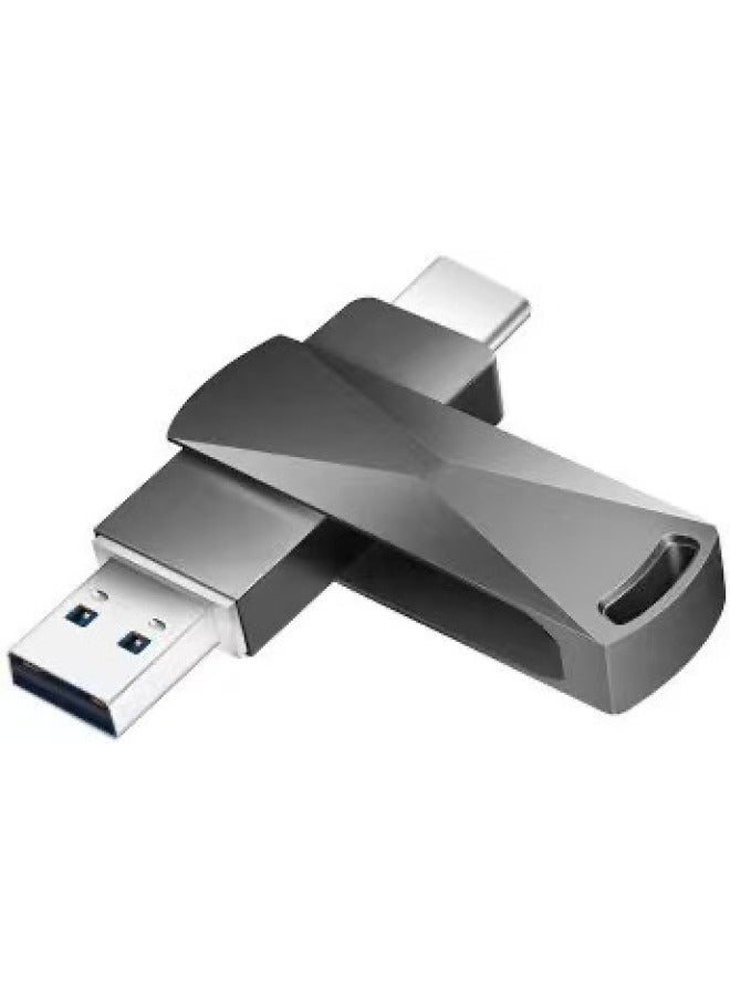 Type-c Mobile Phone U Disk 32g High-speed Usb3.0 Computer Dual-use OTG Dual-interface Metal U Disk-Color:Gunmetal Color-Capacity:USB3.0 32GB - Image 1